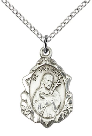 STERLING SILVER ST FRANCIS PENDANT WITH CHAIN