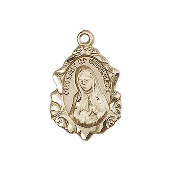 14KT GOLD OUR LADY OF GUADALUPE MEDAL - 3/4" x 1/2"