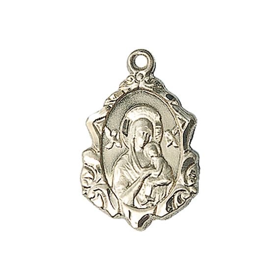 14KT GOLD OUR LADY OF PERPETUAL HELP MEDAL - 3/4" x 1/2"