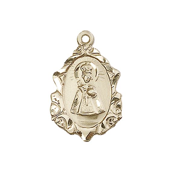 14KT GOLD INFANT OF PRAGUE MEDAL - 3/4" x 1/2"