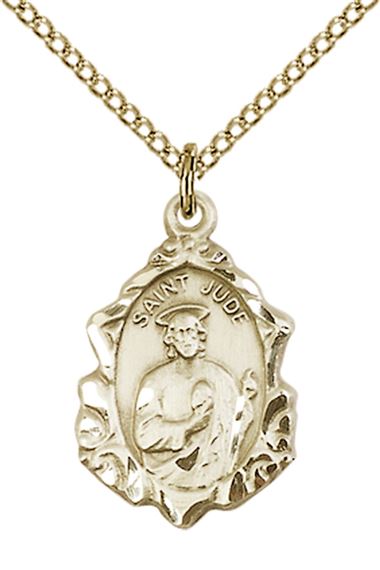 14KT GOLD FILLED ST JUDE PENDANT WITH CHAIN