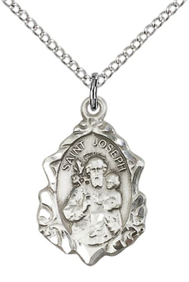 STERLING SILVER ST JOSEPH PENDANT WITH CHAIN