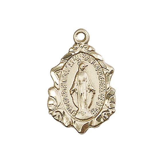 14KT GOLD MIRACULOUS MEDAL - 3/4" x 1/2"