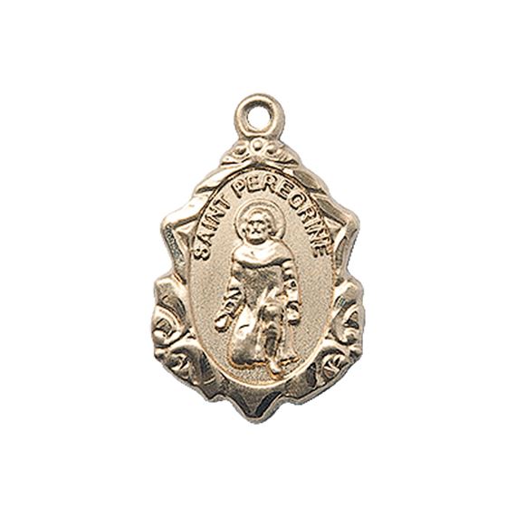 14KT GOLD ST PEREGRINE MEDAL - 3/4" x 1/2"