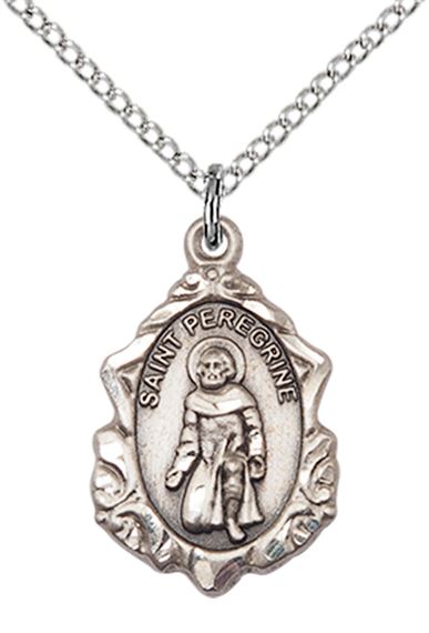STERLING SILVER ST PEREGRINE PENDANT WITH CHAIN - 3/4" x 1/2"