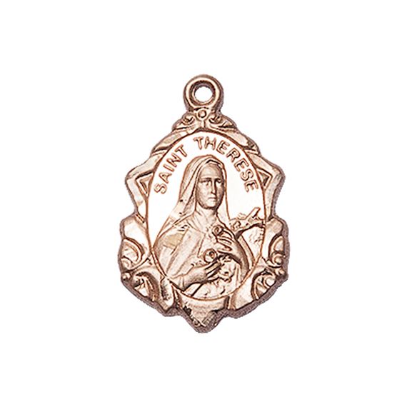 14KT GOLD ST THERESE OF LISIEUX MEDAL - 7/8" x 1/2"