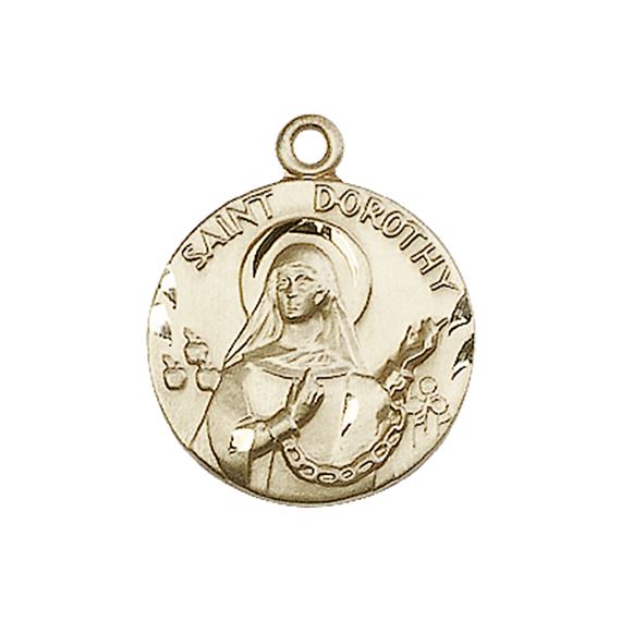 14KT GOLD ST DOROTHY MEDAL - 3/4" x 5/8"