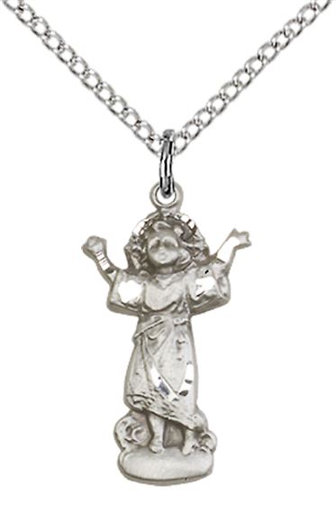 STERLING SILVER DIVINO NIÑO PENDANT WITH CHAIN - 3/4" x 3/8"