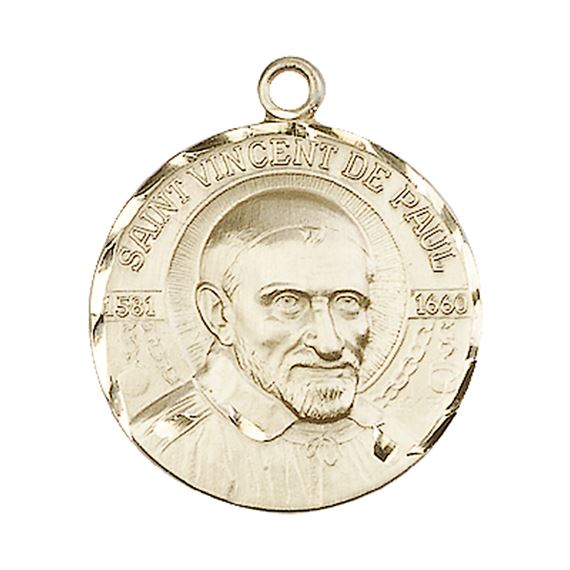 14KT GOLD ST VINCENT DE PAUL MEDAL - 1" x 7/8"