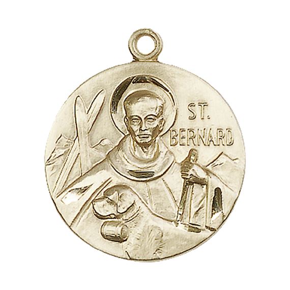 14KT GOLD ST BERNARD OF MONJOUX MEDAL - 1" x 7/8"