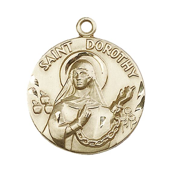 14KT GOLD ST DOROTHY MEDAL - 1" x 7/8"