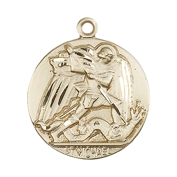 14KT GOLD ST MICHAEL THE ARCHANGEL MEDAL - 1" x 7/8"