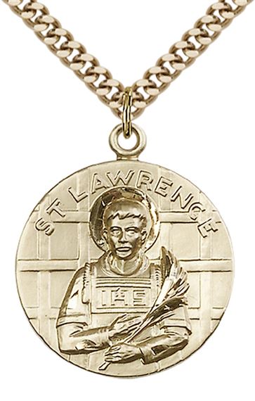 14KT GOLD FILLED ST LAWRENCE PENDANT WITH CHAIN - 1" x 7/8"