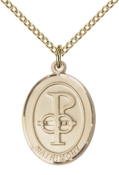 14KT GOLD FILLED MATRIMONY PENDANT WITH CHAIN - 3/4" x 1/2"