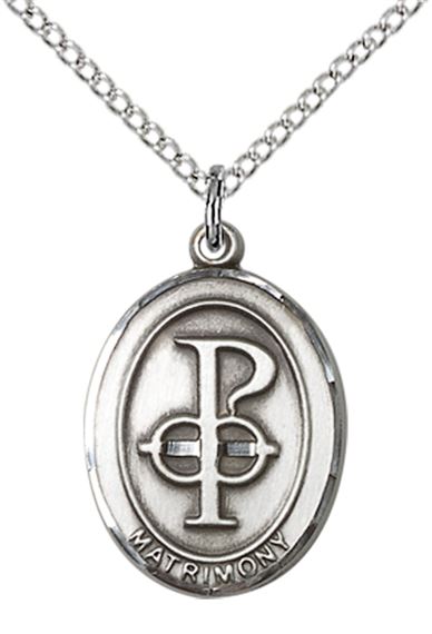 STERLING SILVER MATRIMONY PENDANT WITH CHAIN - 3/4" x 1/2"