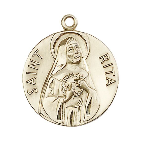 14KT GOLD ST RITA OF CASCIA MEDAL - 1" x 7/8"