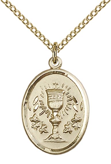 14KT GOLD FILLED CHALICE PENDANT WITH CHAIN - 3/4" x 1/2"