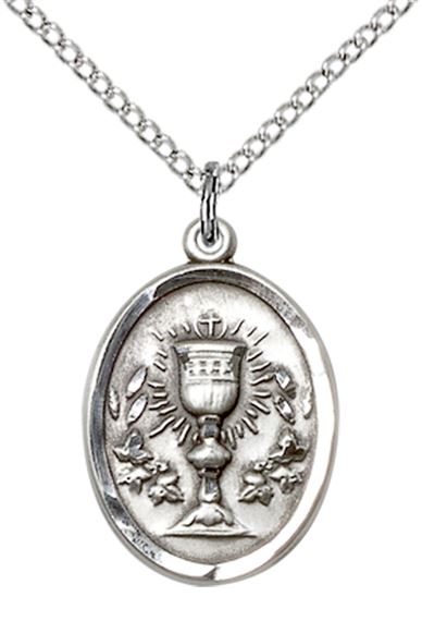 STERLING SILVER CHALICE PENDANT WITH CHAIN - 3/4" x 1/2"