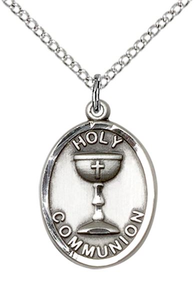 STERLING SILVER EUCHARISTIC  PENDANT WITH CHAIN - 3/4" x 1/2"