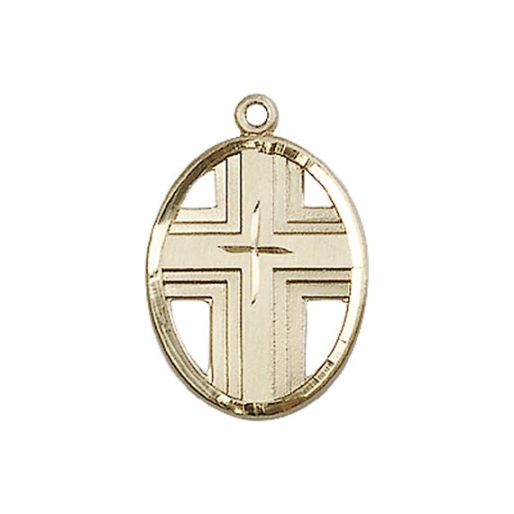 14KT GOLD CROSS MEDAL - 3/4" x 1/2"