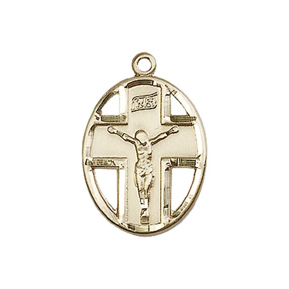 14KT GOLD CRUCIFIX MEDAL - 3/4" x 1/2"