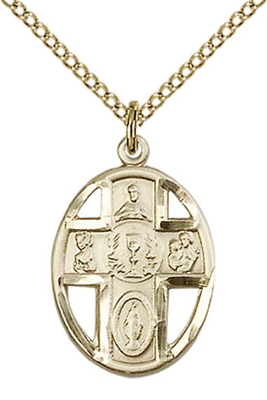 14KT GOLD FILLED 5-WAY - CHALICE PENDANT WITH CHAIN - 3/4" x 1/2"