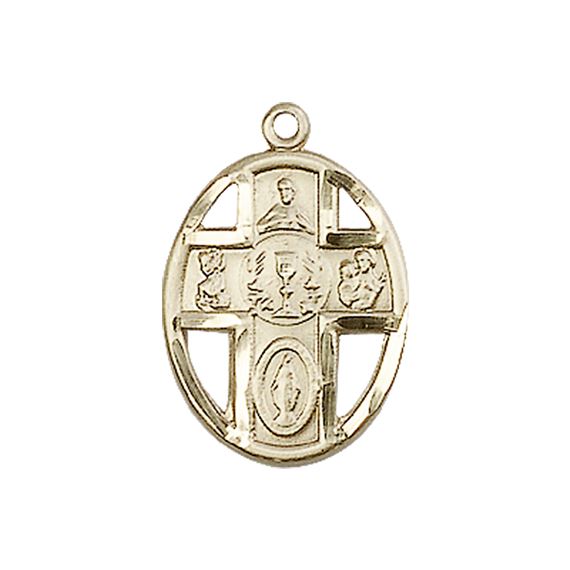 14KT GOLD 5-WAY - CHALICE MEDAL - 3/4" x 1/2"