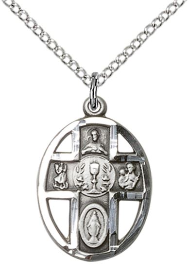 STERLING SILVER 5-WAY - CHALICE PENDANT WITH CHAIN - 3/4" x 1/2"