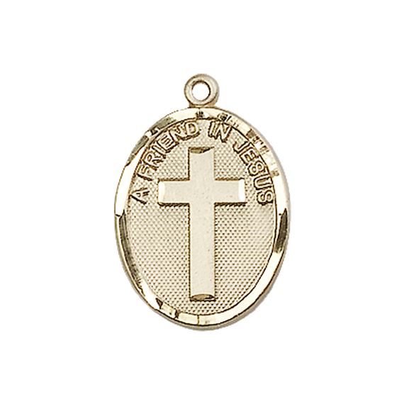 14KT GOLD A FRIEND IN JESUS MEDAL - 3/4" x 1/2"