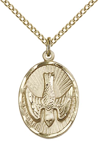 14KT GOLD FILLED HOLY SPIRIT PENDANT WITH CHAIN - 3/4" x 1/2"