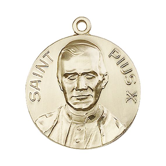 14KT GOLD POPE PIUS X MEDAL - 1" x 7/8"