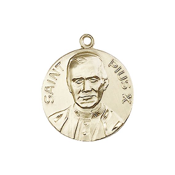14KT GOLD POPE PIUS X MEDAL - 3/4" x 5/8"