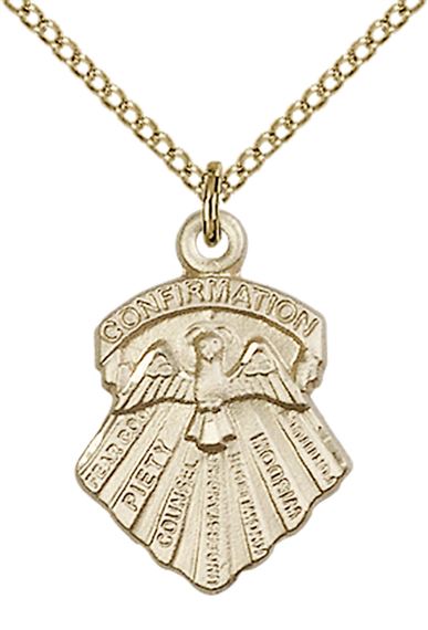 14KT GOLD FILLED SEVEN GIFTS PENDANT WITH CHAIN - 3/4" x 1/2"