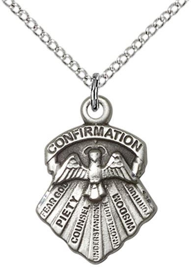 STERLING SILVER SEVEN GIFTS PENDANT WITH CHAIN - 3/4" x 1/2"