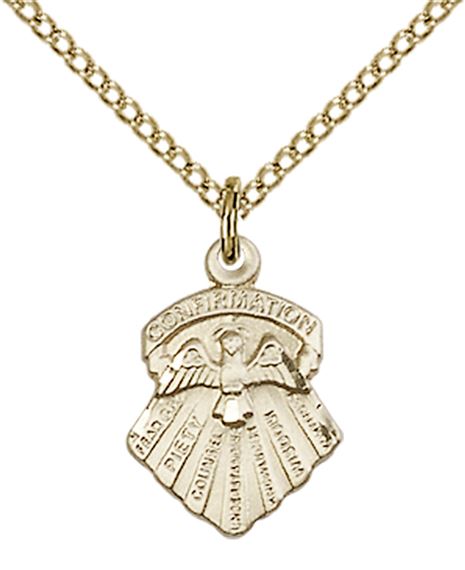14KT GOLD FILLED SEVEN GIFTS PENDANT WITH CHAIN - 5/8" x 3/8"