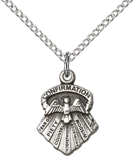 STERLING SILVER SEVEN GIFTS PENDANT WITH CHAIN - 5/8" x 3/8"