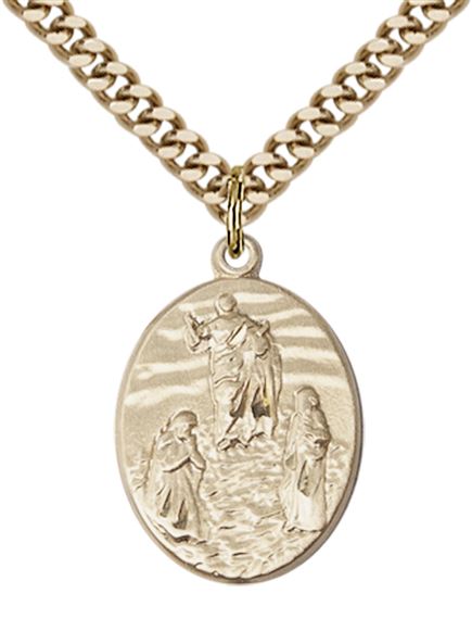 14KT GOLD FILLED TRANFIGURATION PENDANT WITH CHAIN - 1" x 3/4"