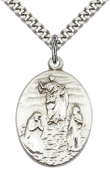 STERLING SILVER TRANFIGURATION PENDANT WITH CHAIN - 1" x 3/4"