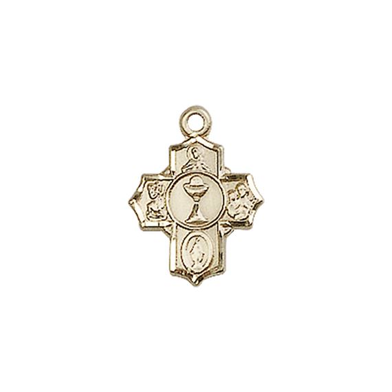 14KT GOLD EUCHARISTIC 5-WAY MEDAL - 1/2" x 3/8"