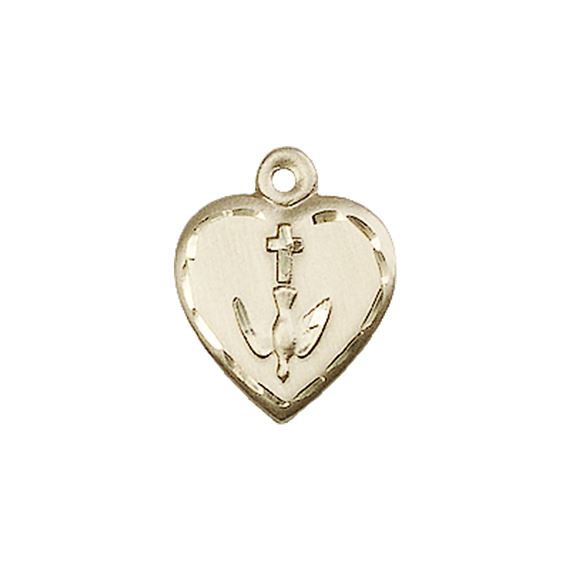 14KT GOLD HEART - CONFIRMATION MEDAL - 5/8" x 1/2"