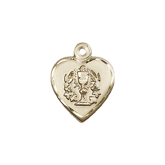 14KT GOLD HEART - EUCHARISTIC MEDAL - 5/8" x 1/2"