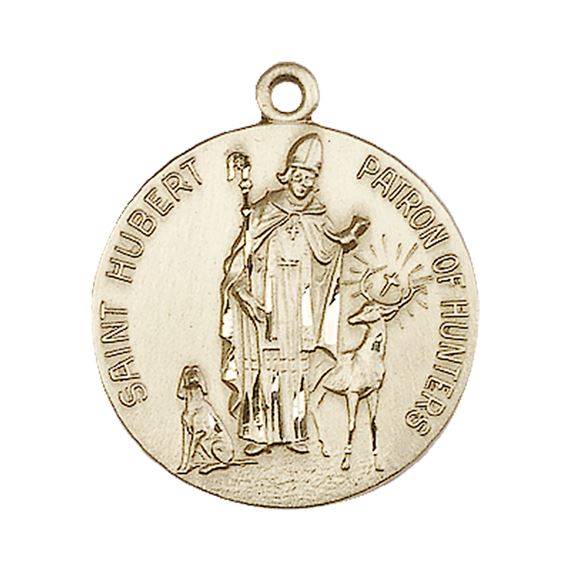 14KT GOLD ST HUBERT OF LIEGE MEDAL - 1" x 7/8"