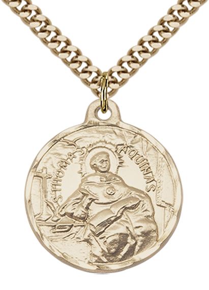 14KT GOLD FILLED ST THOMAS AQUINAS PENDANT WITH CHAIN