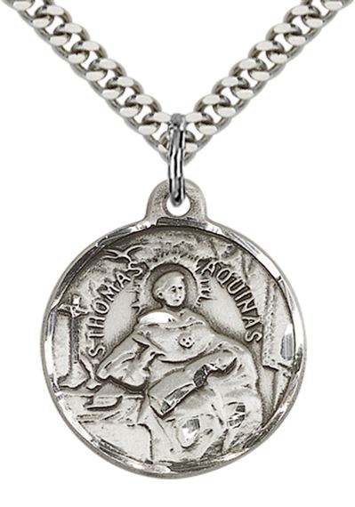 STERLING SILVER ST THOMAS AQUINAS PENDANT WITH CHAIN