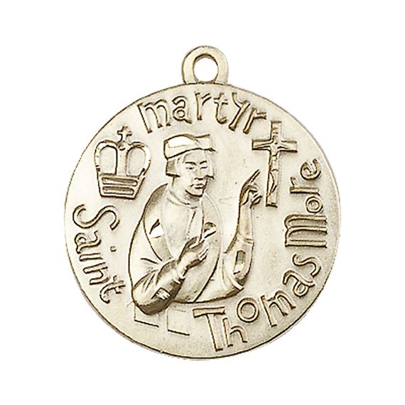 14KT GOLD ST THOMAS MORE MEDAL - 1" x 7/8"