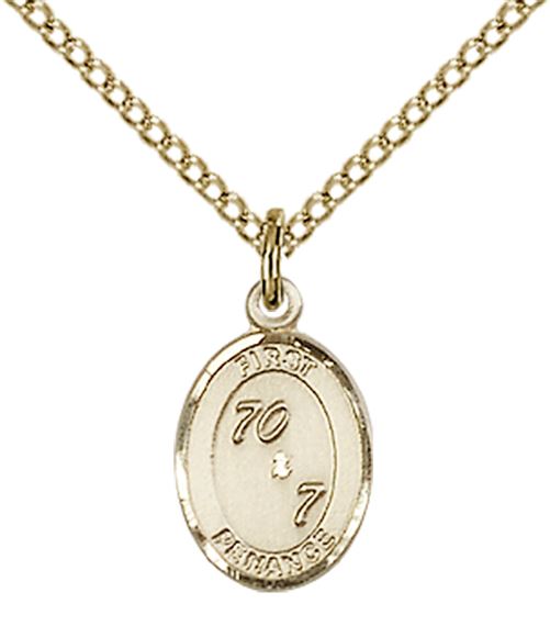 14KT GOLD FILLED FIRST PENANCE PENDANT WITH CHAIN - 1/2" x 1/4"
