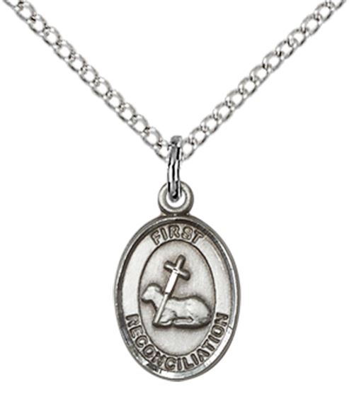 STERLING SILVER FIRST RECONCILIATION PENDANT WITH CHAIN - 1/2" x 1/4"