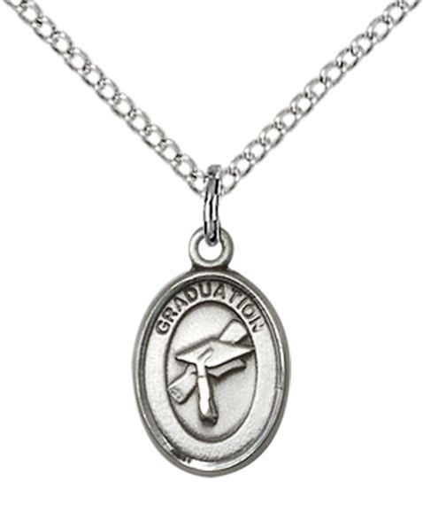 STERLING SILVER GRADUATION PENDANT WITH CHAIN - 1/2" x 1/4"