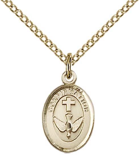 14KT GOLD FILLED CONFIRMATION PENDANT WITH CHAIN - 1/2" x 1/4"