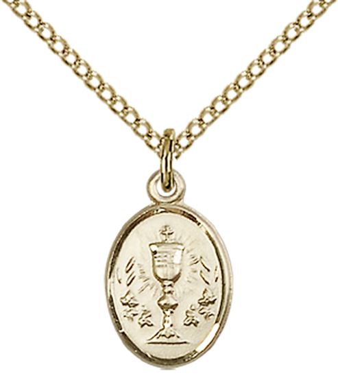 14KT GOLD FILLED CHALICE PENDANT WITH CHAIN - 1/2" x 3/8"